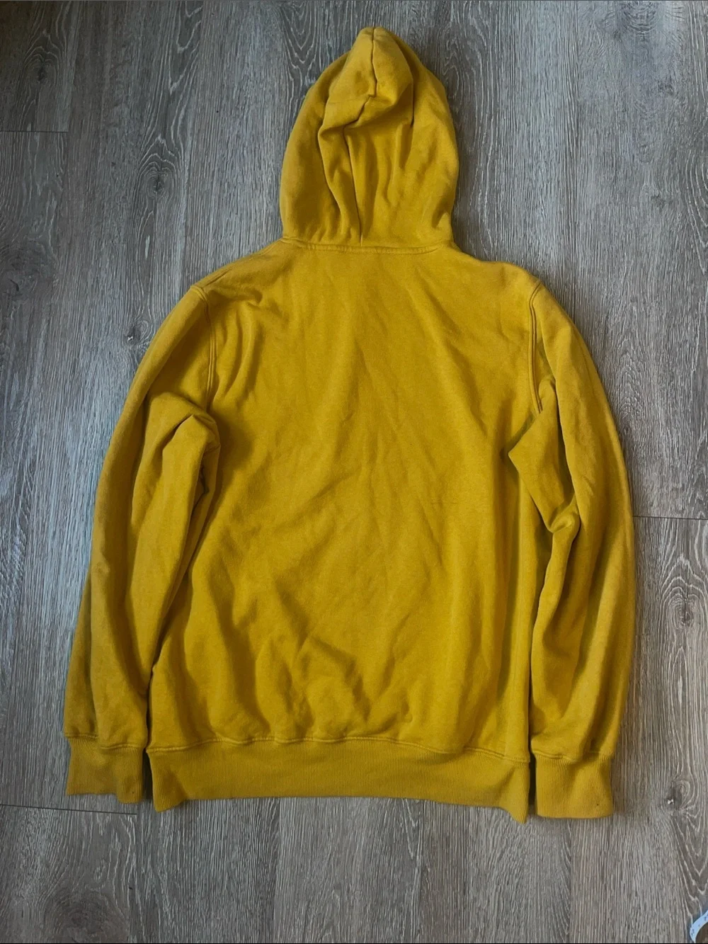 The North Face Men's Mustard Yellow Pullover Hoodie White Logo sweatshirt large